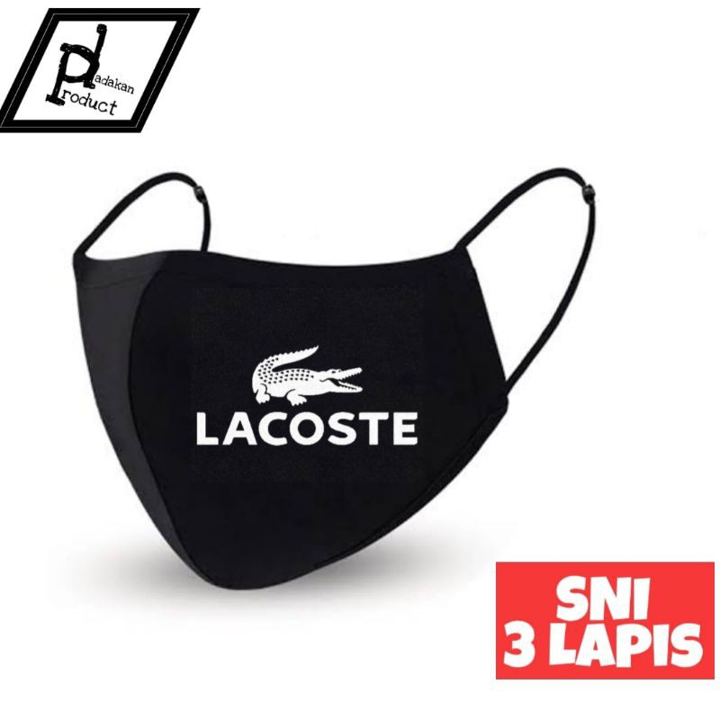 Masker LACOSTE 3 Lapis / Masker Kain 3 Lapis / Masker 3 Ply / Masker Earlop / Masker Kain 3 Ply