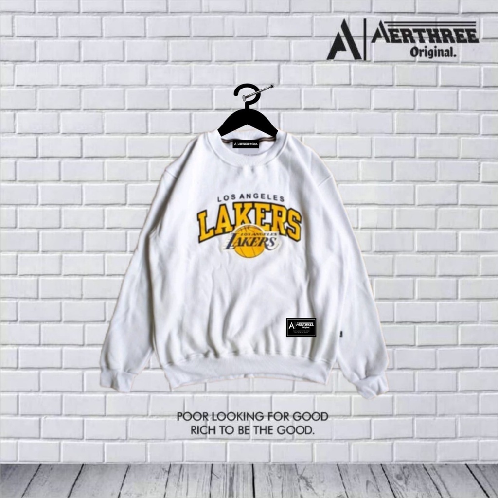 SWEATER CREWNECK X LAKERS PUTIH PREMIUM AUTHENTIC