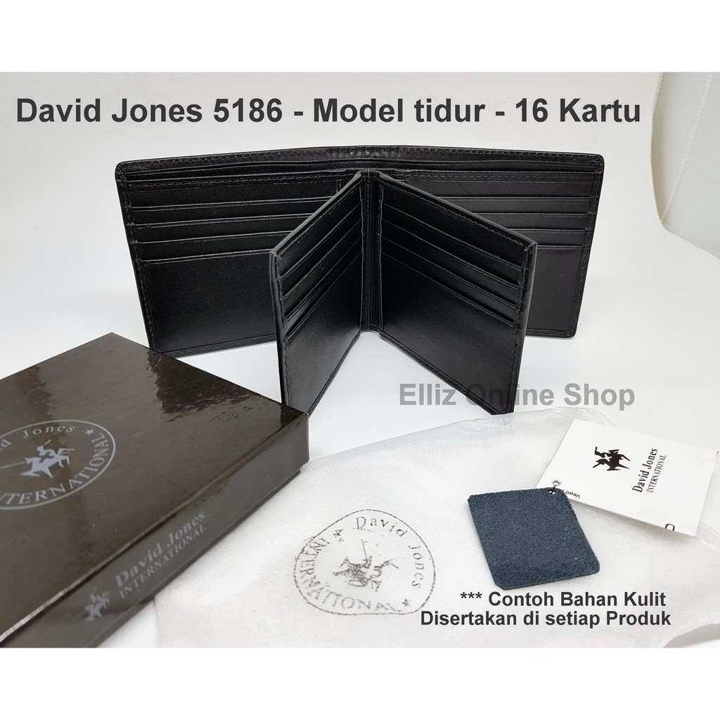 Dompet Pria David Jones 5186 Black - Kulit Import - 16 Kartu