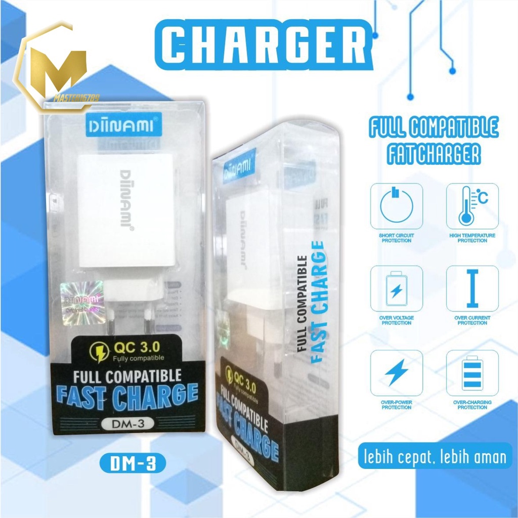 BM101 ADAPTOR BATOK CHARGER DIINAMI DM-3 3USB PORTS QUALCOM android &amp; iPhone garansi 1tahun MA1835