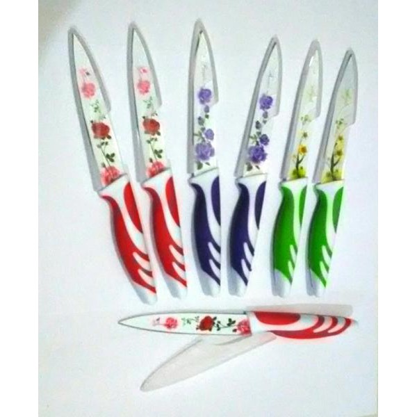 Pisau dapur keramik motif bunga purple rose  Kitchen Knife Motif Purple Rose
