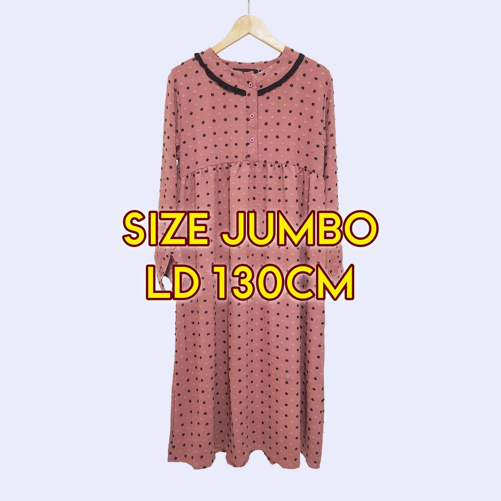 [Khusus XXL LD 130cm] ZLH Eleta Midi Dress Jumbo - Bahan Crinkle Uragiri Double Tone Tunik Butik Pre