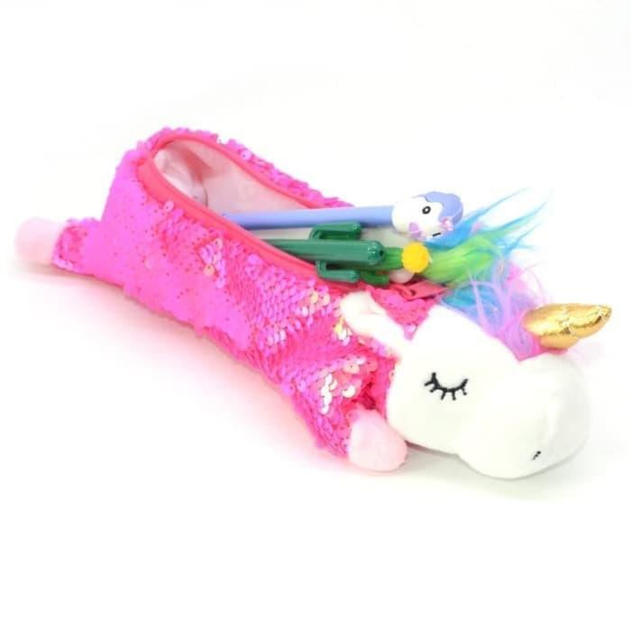 

Unik TP0058 Tempat Pensil Kawaii Pensil Unicorn Sequien Boneka Pencil Case - pink Berkualitas