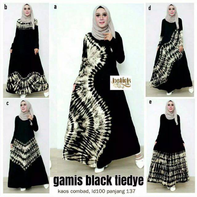  Gamis  Kaos  Black Tiedye Ory By Batik  Pekalongan Shopee 