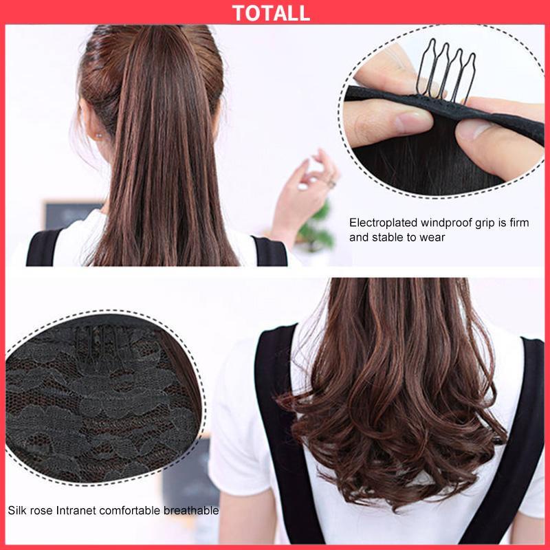 COD Wig Ponytail Panjang Keriting Lace-up Jenis Gelombang Besar Realistis Potongan Wig Alami-Totall