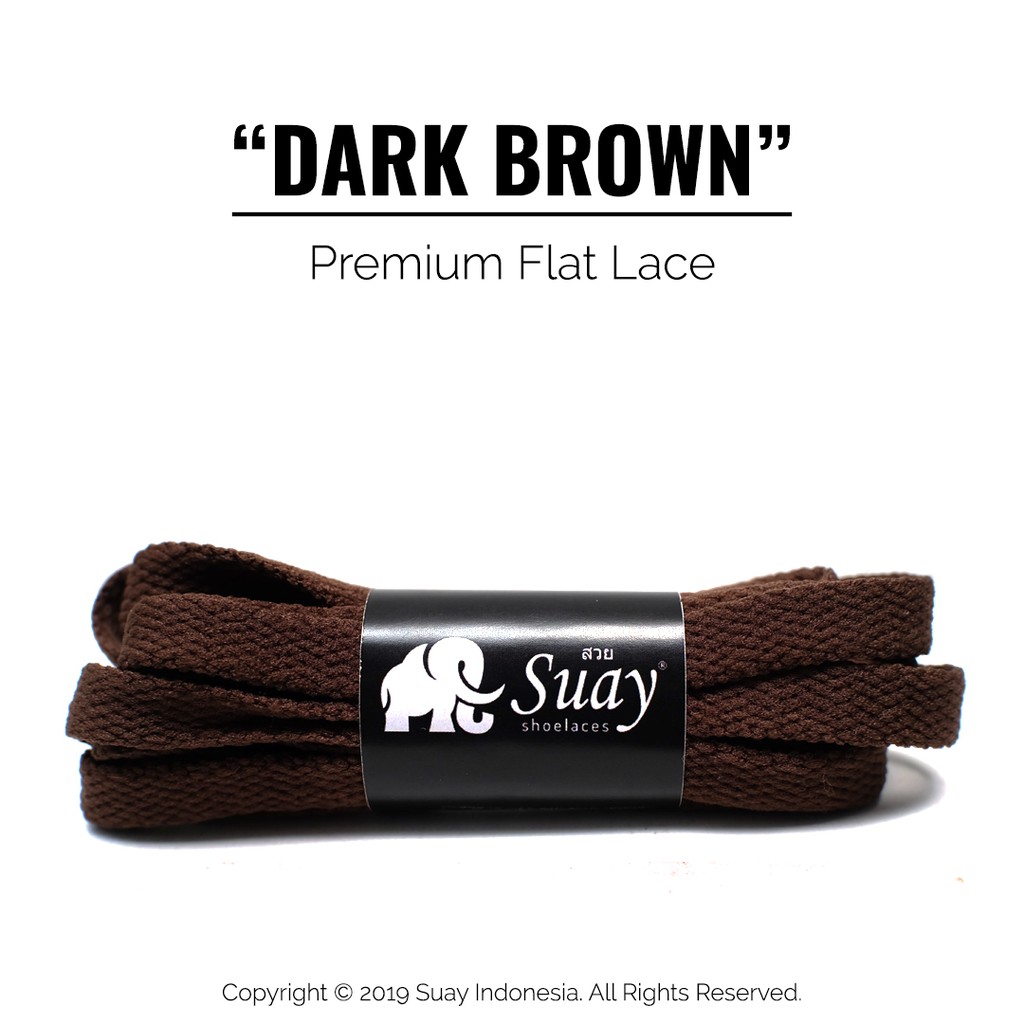 TALI SEPATU Sneaker Warna Warni Gepeng (FLAT) Panjang 115cm Suay Premium Shoelace SURABAYA-Dark Brown
