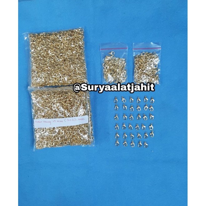 Kokot udang pengait 12MM Mas/Nekel @100pcs rp.16.000/100pcs