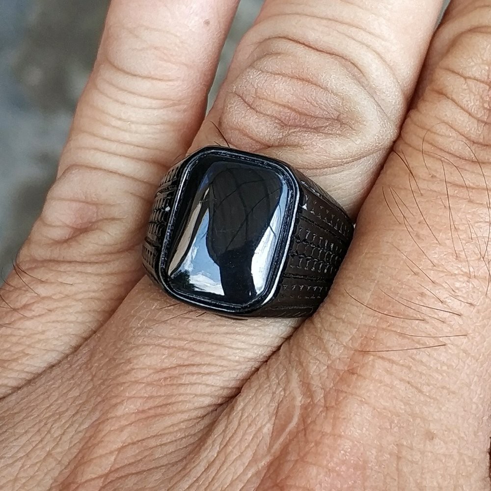 CINCIN BATU AKIK NATURAL HAJAR JAHANAM MINIMALIS OCTAGON TITANIUM MINIMALIS