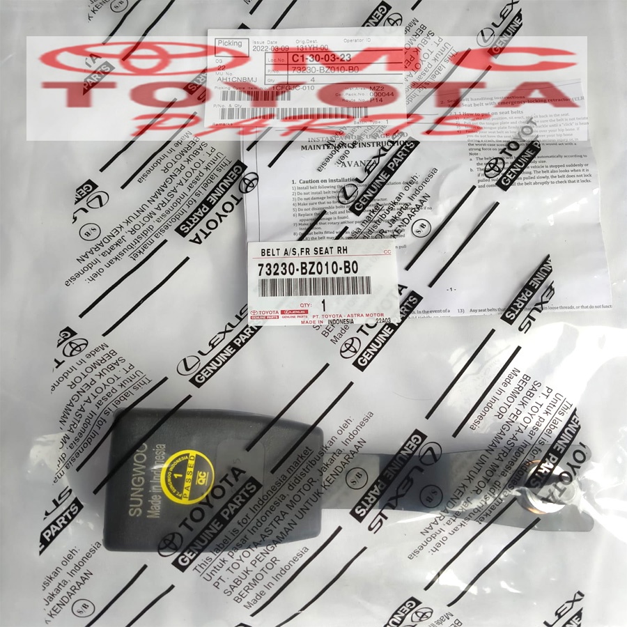 Colokan Lock Safety Seat Belt Kanan atau Kiri Avanza Xenia 73230-BZ010-B0 73230-BZ010-E0
