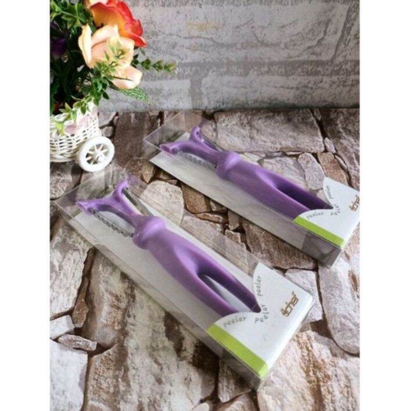 PEELER ICHEF -  ALAT KUPAS BUAH DAN SAYUR - WARNA UNGU - CERAMIC PEELER ICHEF