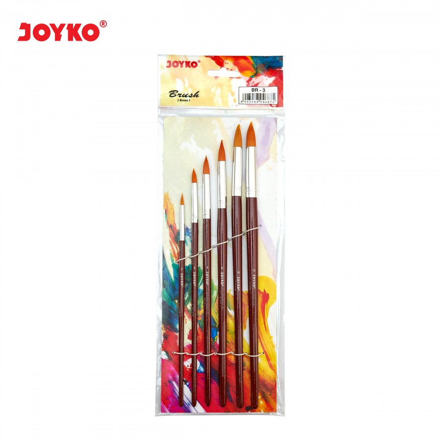 

Kuas Lukis Brush Joyko BR 3 Set Isi 6 kuas cat Air Acrylic Minyak Guas - Satuan / Grosir