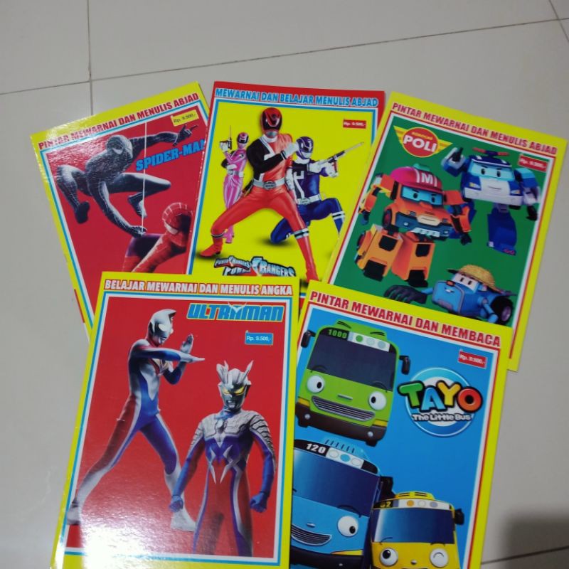 buku paket isi 5 buku, buku mewarnai untuk anak laki laki (21×30cm)