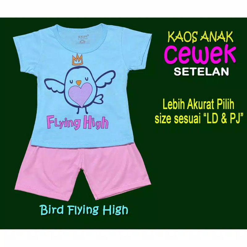 setelan kaos anak cewek umur 1-8 th/kaos anak kelfi/baju anak cewek
