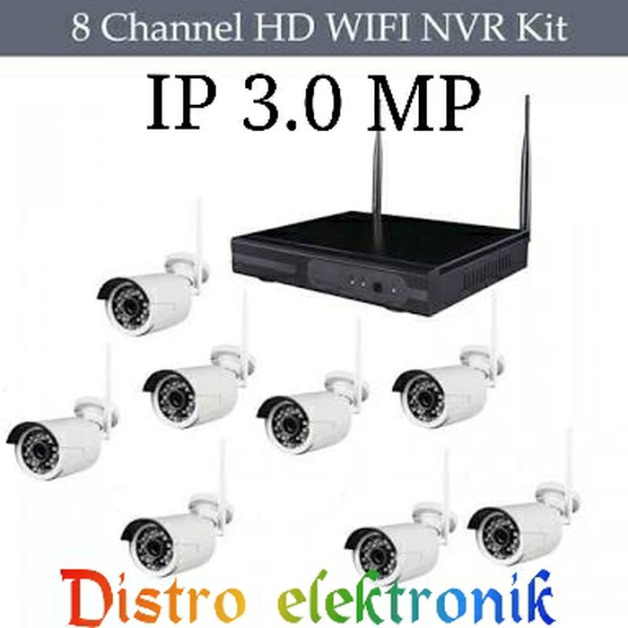 NVR KIT 8CH 3 0 MP WIRELESS FULL HD   HARD DISK 2000 GB SEAGATE