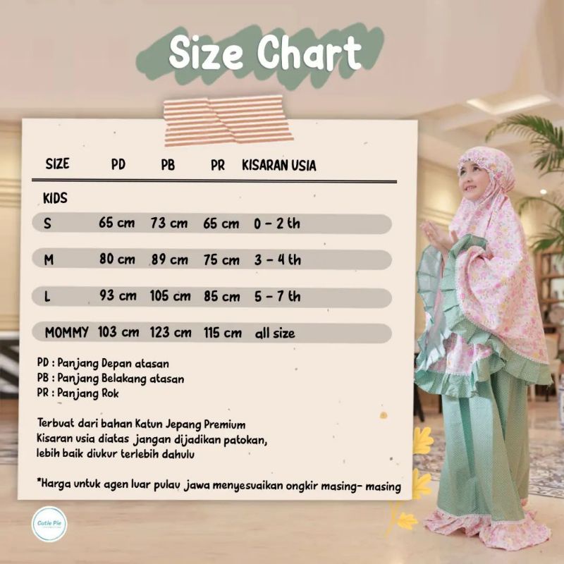 Afsheenastore Mukena Anak Aster Prayer Set By Cutepie / Bisa Couple