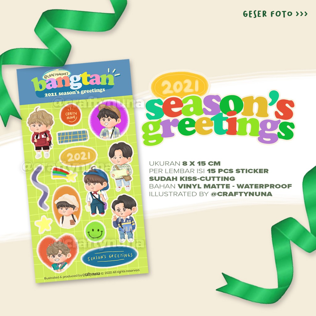 (BT-020) BTS WIB &amp; SEASON'S GREETINGS FANART STICKER SET stiker bangtan fan art deco kpop case hp aesthetic