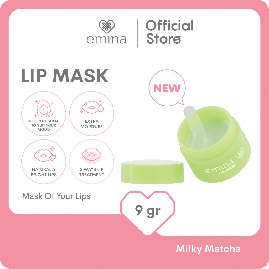 EMINA Lip Mask Indonesia / Lipstick Facial Wash Face Scrub Micellar Essence Toner Mist Serum Day Night Eye Cream Sunscreen Sheet Sleeping Clay Masker Moisturizing Tint Matte Gloss / Bright Stuff Ms Pimple Acne Solution Sun Protection Battle Spf Gel Paket