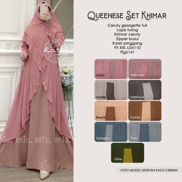 GAMIS QUEENESE SET KHIMAR ORIGINAL BY RATU