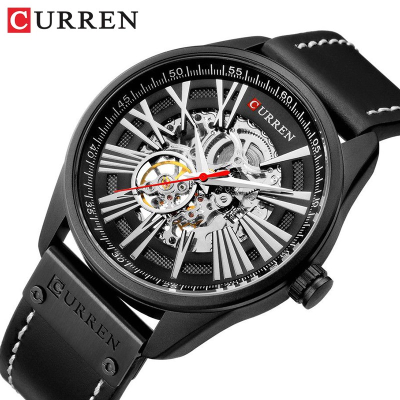 CURREN 8299 Jam Tangan Pria Automatic Analog Tali Kulit WATCHKITE WKOS