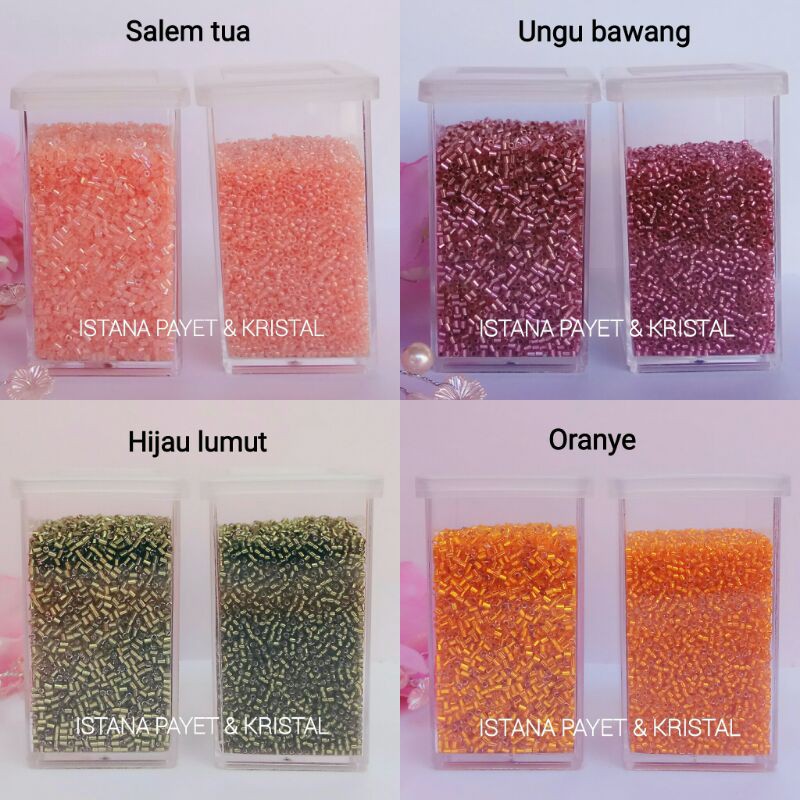 Payet jepang MGB (bambu atau pasir) salem tua, ungu bawang, hijau lumut & oranye