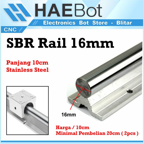 [HAEBOT] Rail SBR16 SBR 16 10cm Rel Linear Shaft As 16mm CNC Stainless Steel Part Slider As Batang Industri Plasma Router Mesin Mekanik