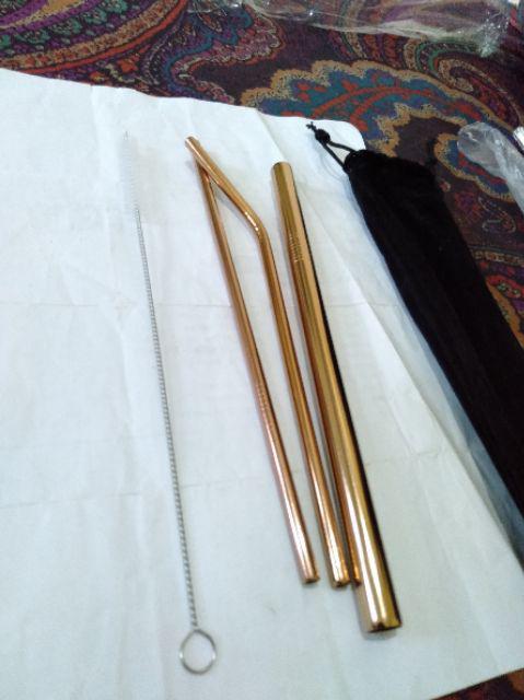 Set 5in1 Sedotan Stainless Straw Reusable Sedotan Ramah Lingkungan Bisa Dicuci Ulang