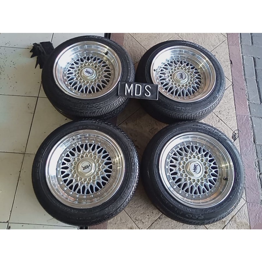 Velg Mobil Racing Seken Ring 15 Lubang 4 BBS HSR R15X7-8 H8X100-114,3 ET20-15 BAN 185 60 R15