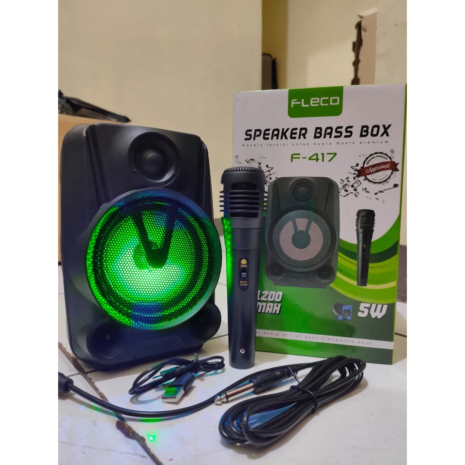 Speaker Bluetooth Murah Fleco 416/417 Terbaru Gratis Microphone Karaoke Super Bass /Speaker Aktif