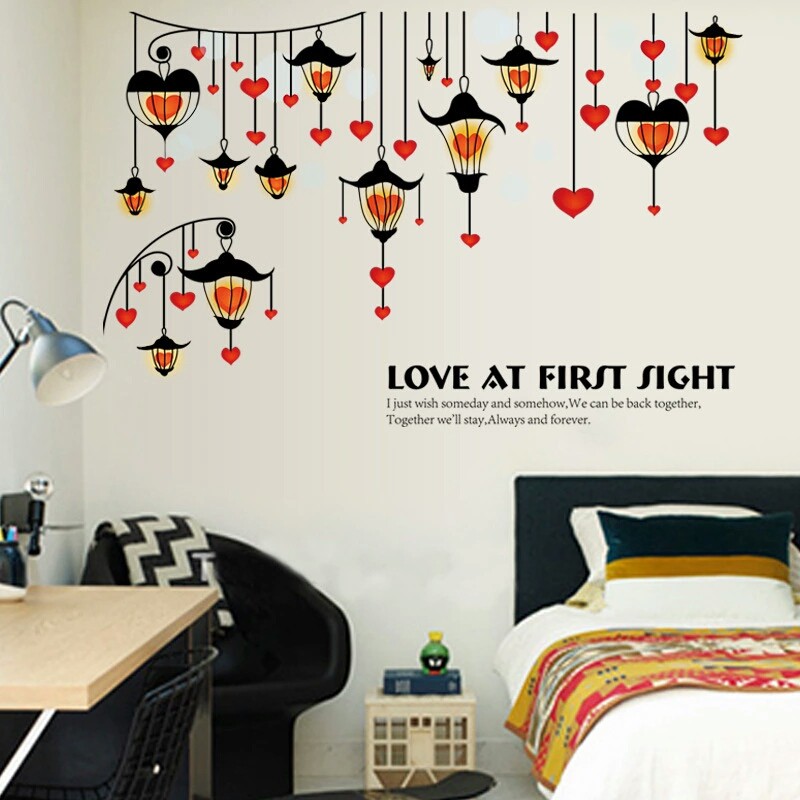 RELIZA WALL STICKER LAMPU GANTUNG LAMPION HATI LOVE FIRST SIGHT SK9147 STIKER DINDING