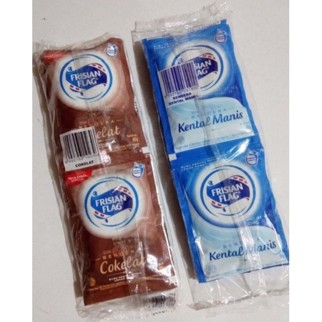 

Frisian Flag Susu Kental Manis Sachet Putih Cokelat 40gr x 6pc Renceng Gantung Pak Pack