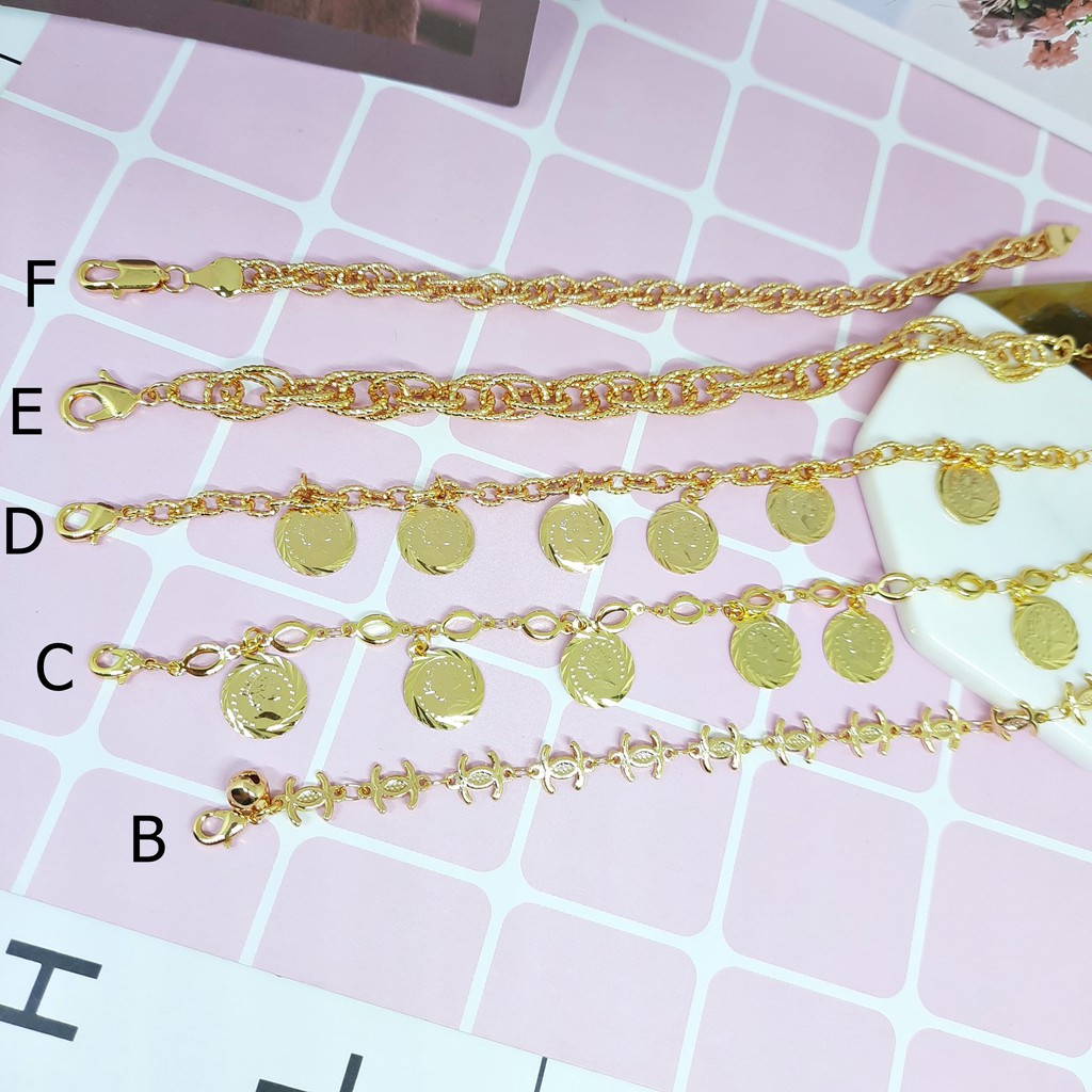 Gelang Koin Tambang Xuping Rantai Tebal Lilit Lapis Emas - BB217