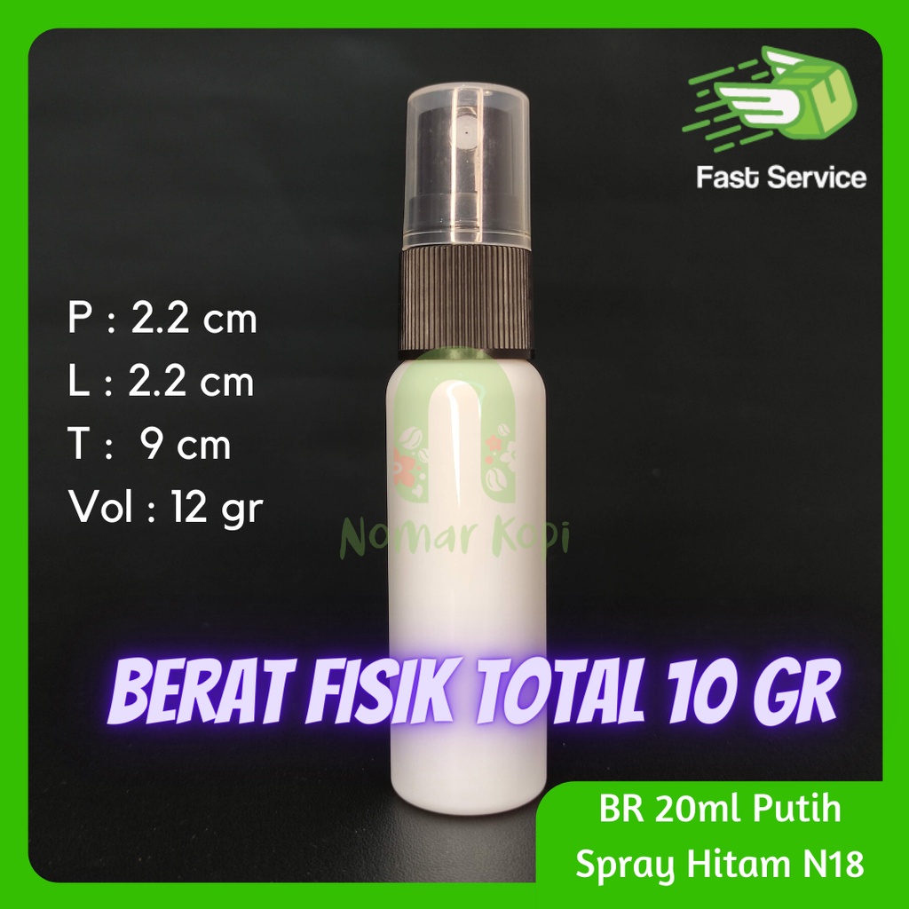 BOTOL 20ML PUTIH SPRAY PET TEBAL KOSMETIK SERUM PARFUME