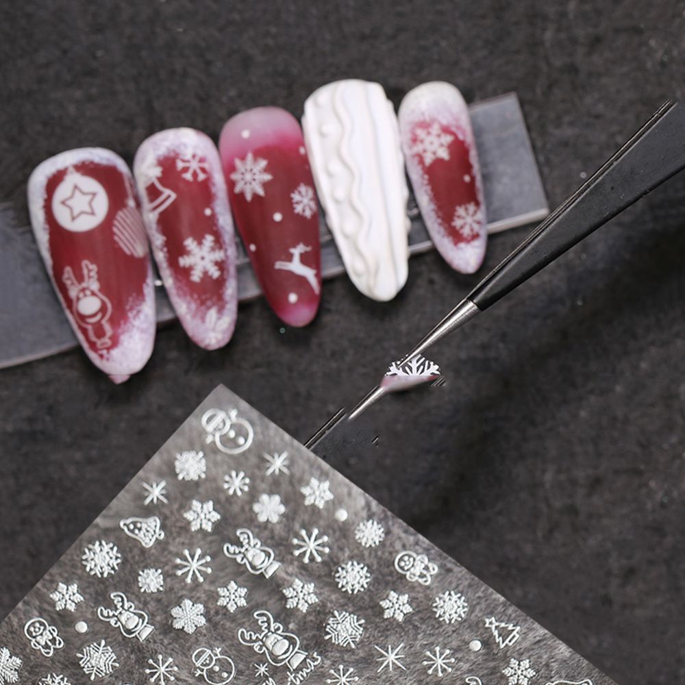 Mxbeauty Stiker Kuku Motif Snowflake / Beruang / Rusa Natal 5d Diy Untuk Dekorasi Nail Art