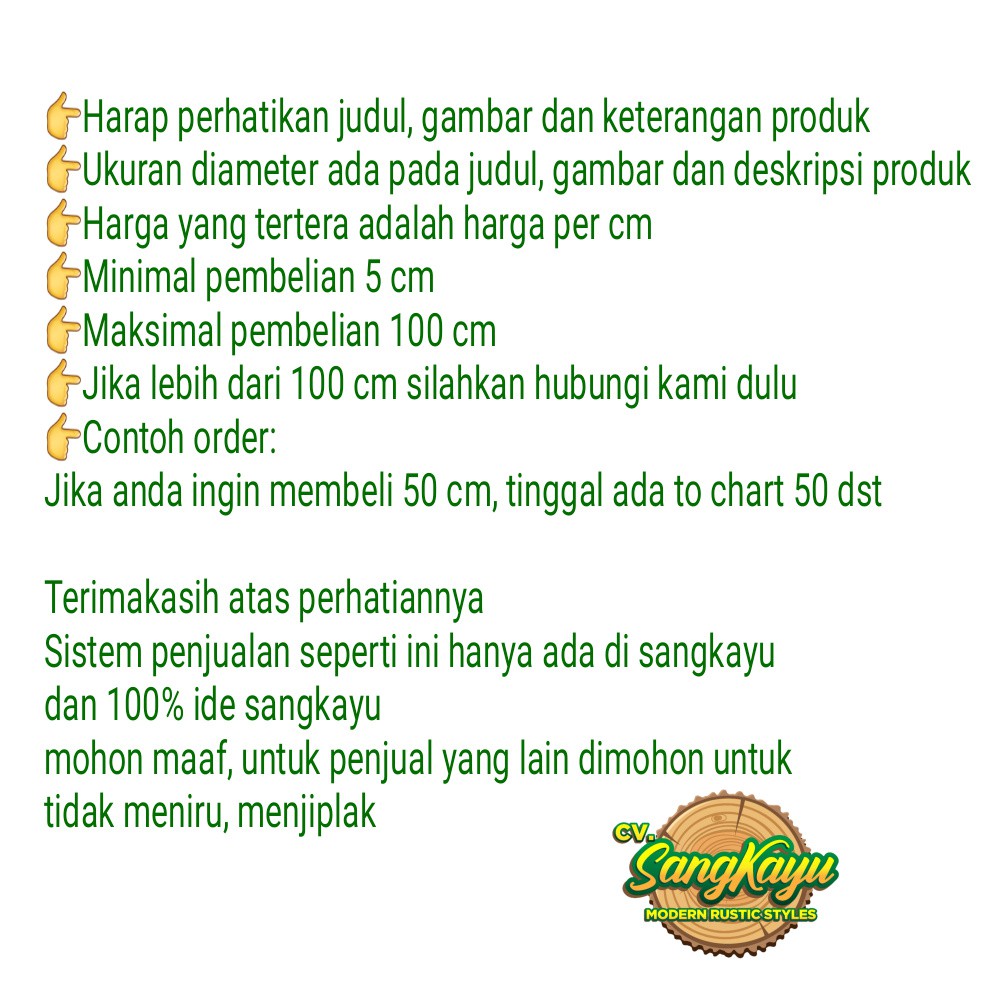 Kayu dahan kayu diameter 11-12 cm bahan craft dekorasi hiasan dinding