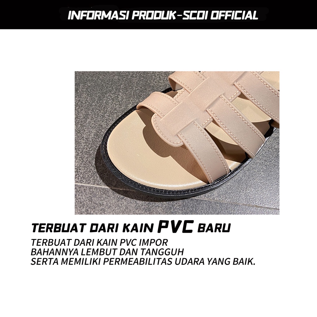 Sandal Wanita Korea Fashion Wanita Import Nyaman Olahraga Luar Ruangan Impor Sepatu Datar Bahan Non-Slip