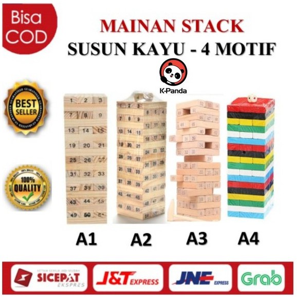Mainan Asah Otak Jenga Kayu Jumbo Dadu Susun Balok Warna Blocks