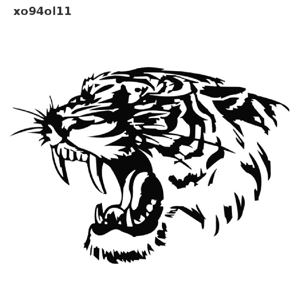 (hotsale) Stiker Vinyl Motif Kepala Harimau Kuat 28X28CM Untuk Sepeda Motor / Mobil