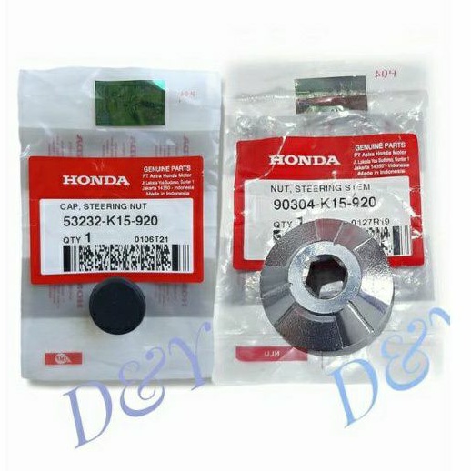 Nut Mur Baut Komstir Konis Stem Segitiga Atas+Karet penutup Cap Stering CB150R,CB 150 R Led Ori AHM