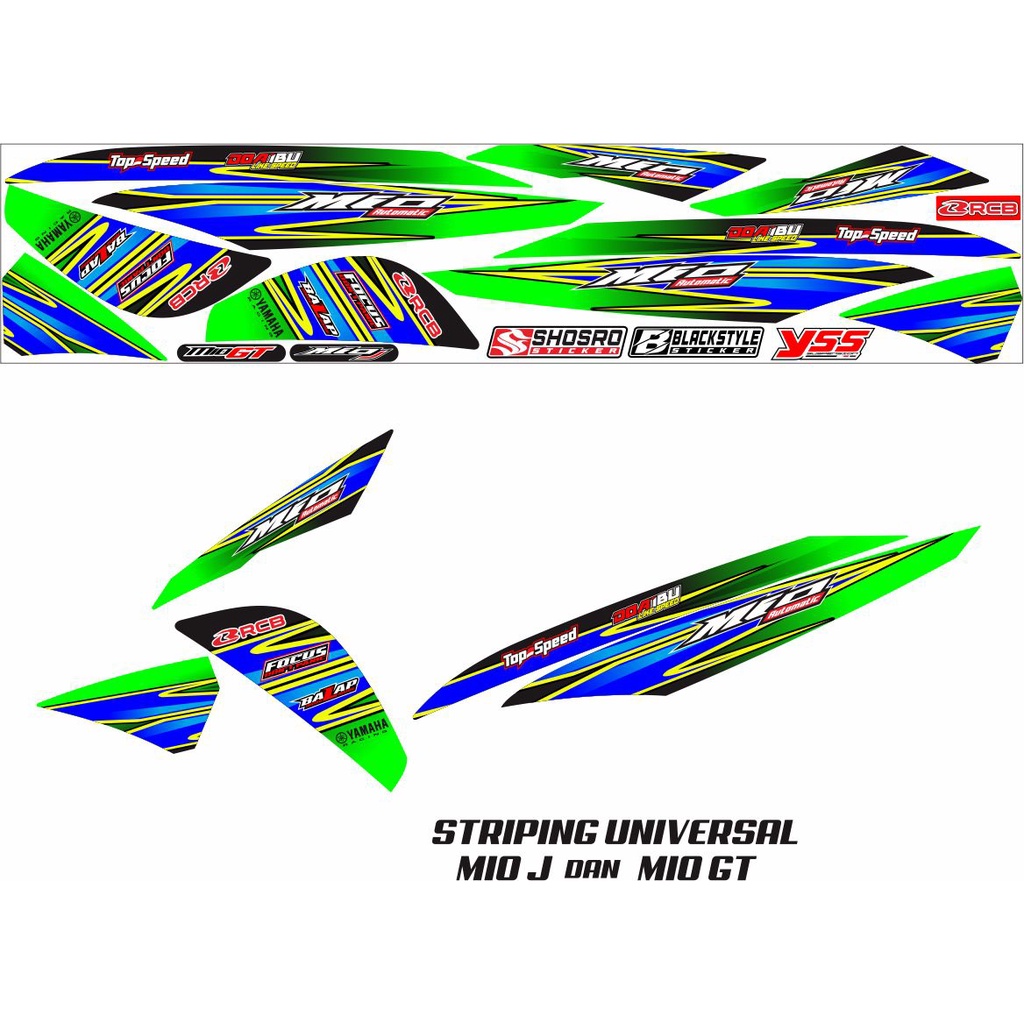 STICKER STRIPING VARIASI YAMAHA MIO J/MIO GT VARIASI BARU POLET HIJAU SIMPLE 2022