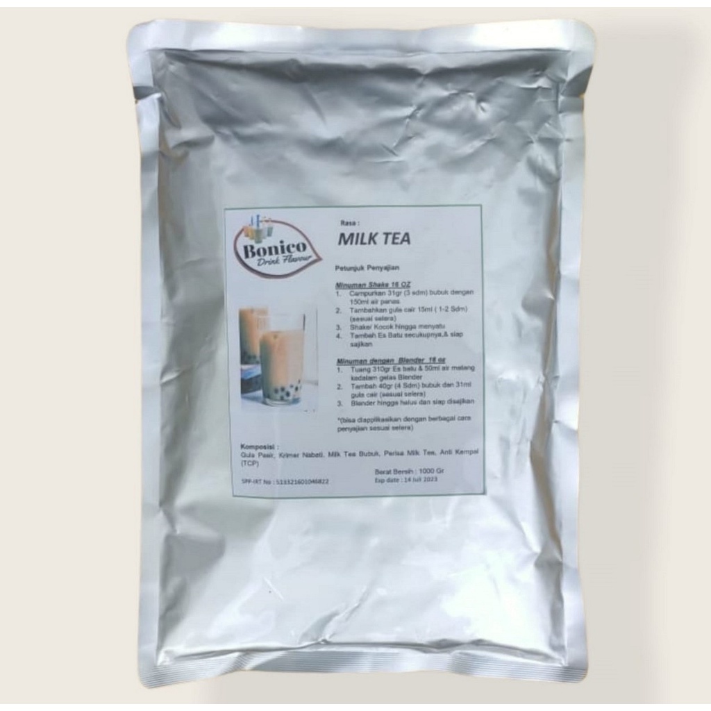 

BONICO MILK TEA powder 1KG Bubuk minuman kekinian ice blend