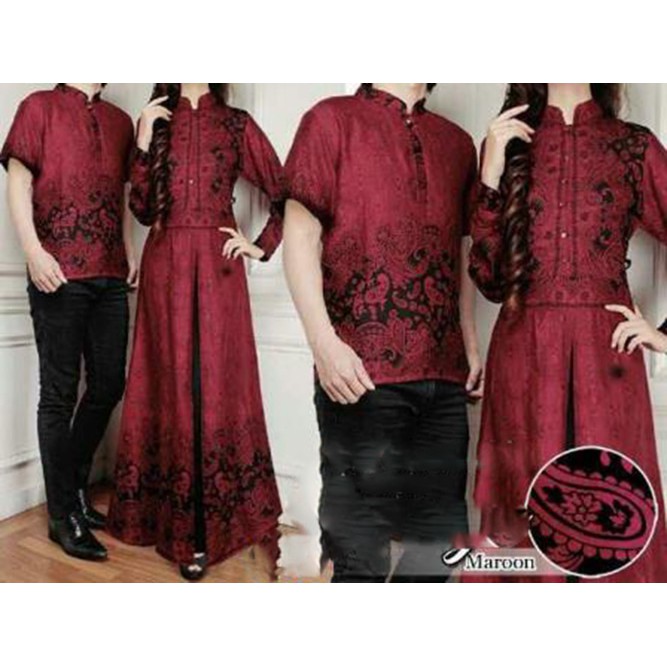 Gamis Couple | Busana Muslim Kapel | Baju Batik  | Kebaya Couple AS72