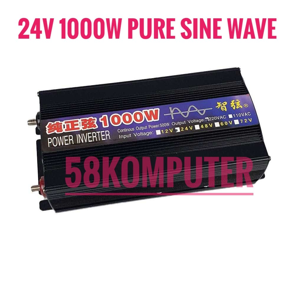 Inverter Pure Sine Wave 1000W Dc Ke Ac DC 12V/24V to AC 220V USB Port LED