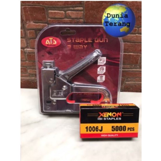 

Staples Gun Tacker ATS 3 Way + Isi Staples Xenon 1006J 5000pcs