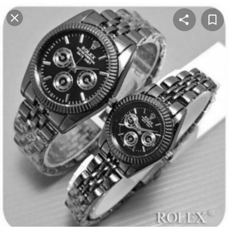 Jam Tangan Couple Analog Rantai Stainless Steel Free Kotak