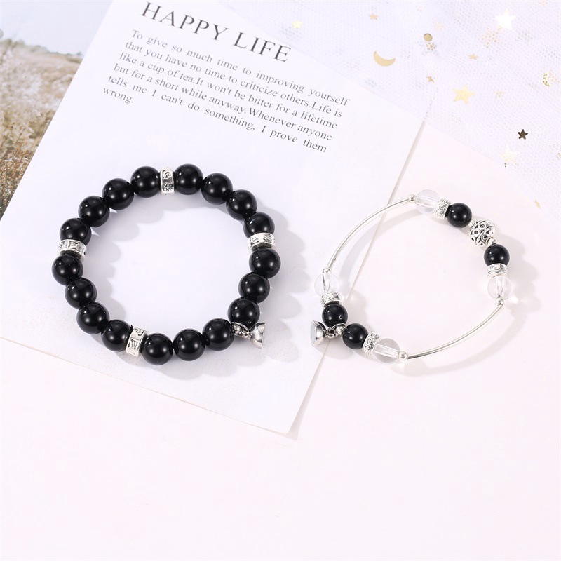 Gelang Obsidian Gelang Fase Kristal Perhiasan Pasangan Korea Gelang Aksesoris Couple