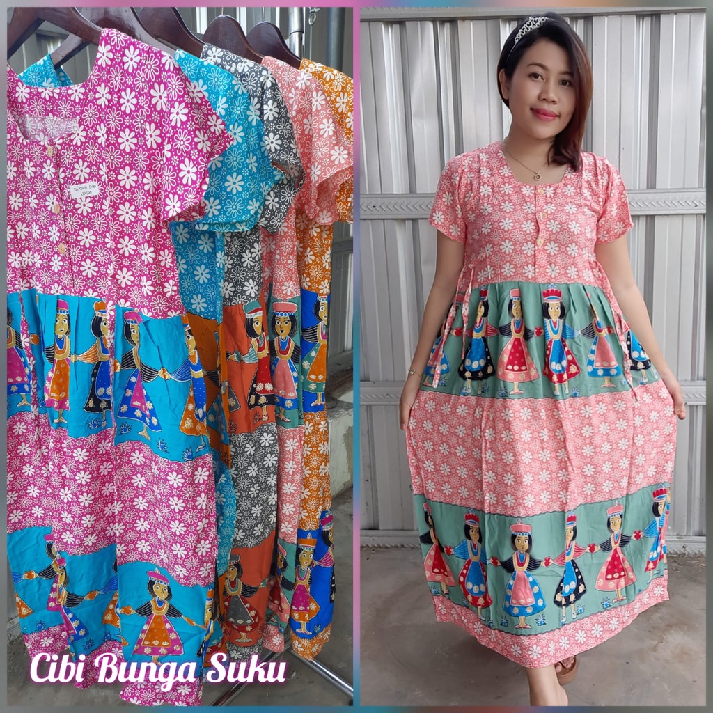 Daster Cibi Lengan Motif Bahan Rayon Premium Tali Samping Kanan Kiri