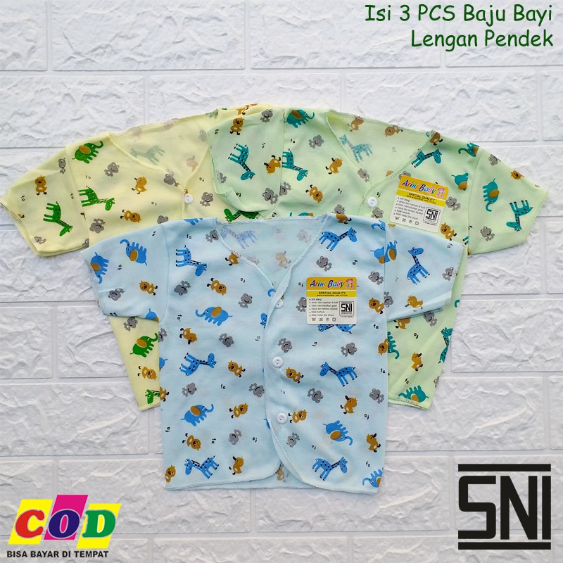 3 Pcs Baju Bayi Baru Lahir Lengan Pendek Baju New Born Almeera Baby and Kids