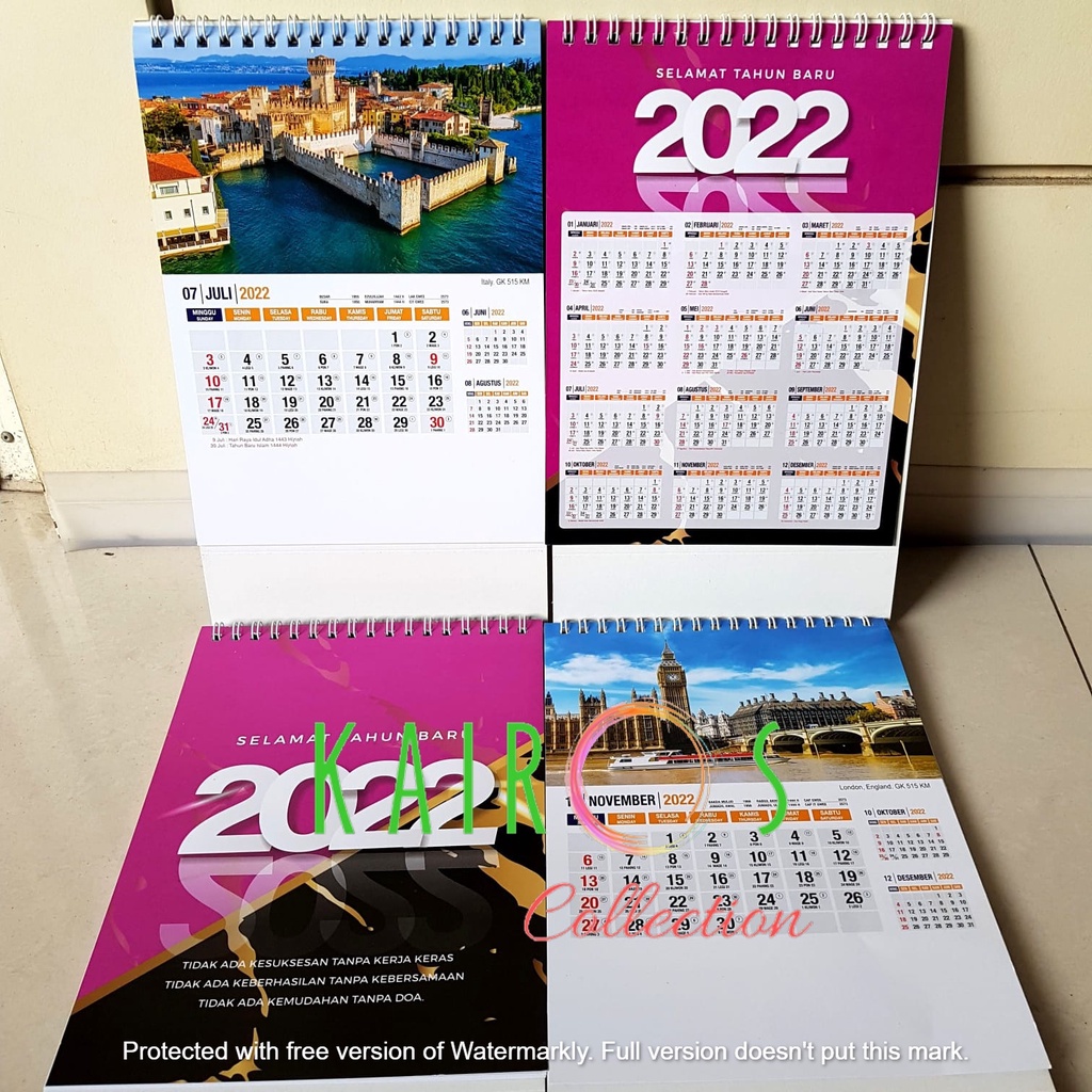 Kalender Meja Tahun 2022 Model Berdiri