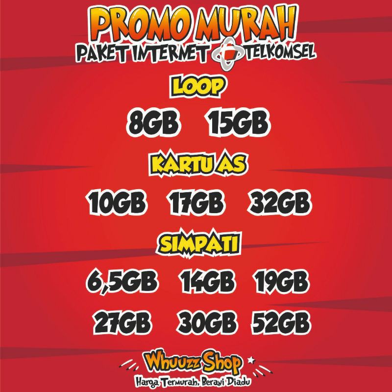 BDS - PAKET DATA INTERNET KUOTA TELKOMSEL SIMPATI AS LOOP OMG