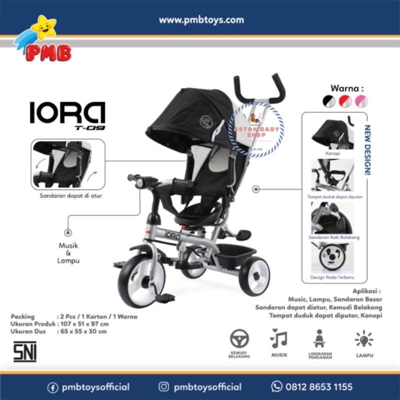 Sepeda Anak Tiga roda Tricycle PMB T09 Iora